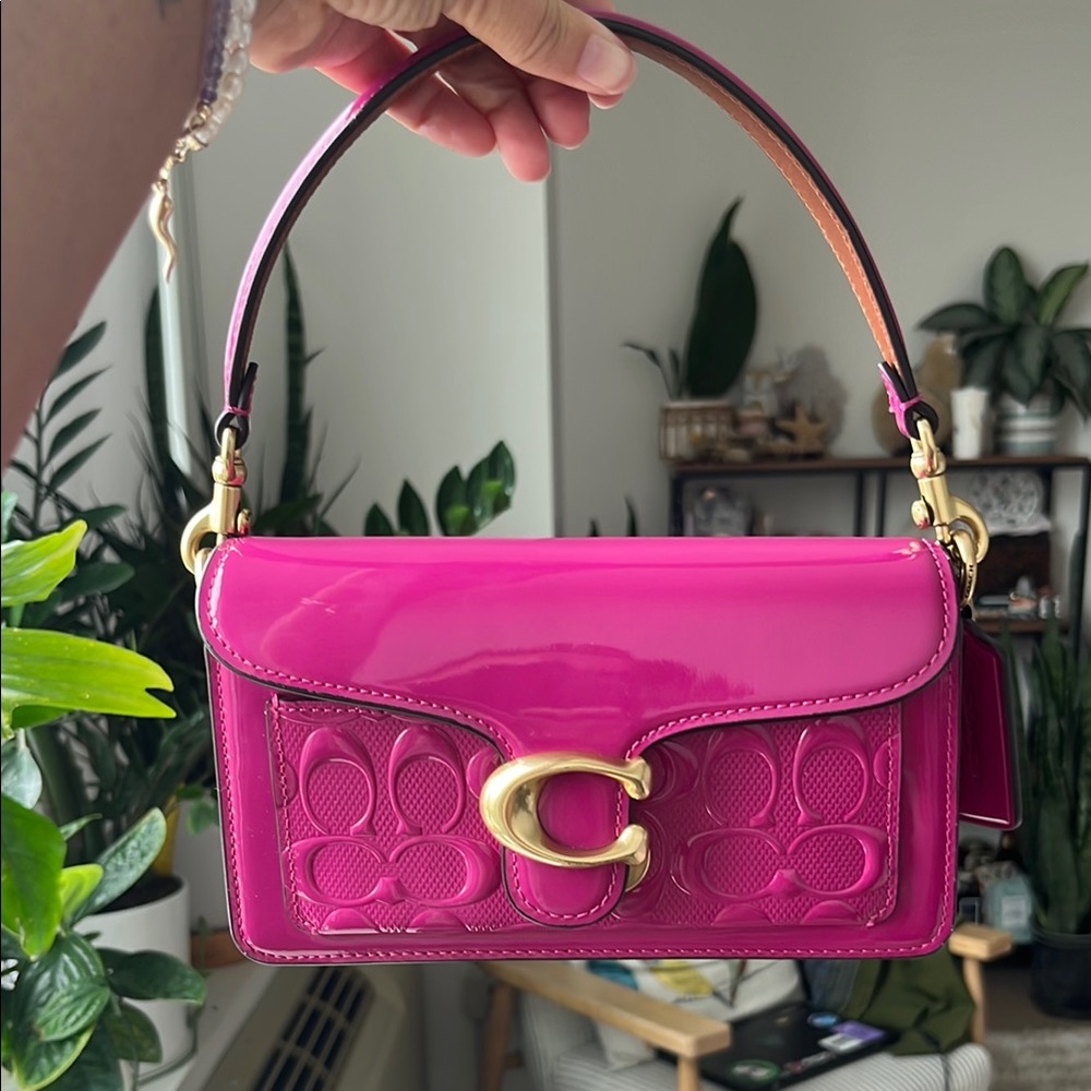Hot pink Coach Patent Leather Shoulder Bag